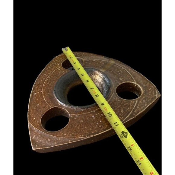 OREGON TOM ROHR ART POTTERY CERAMIC GEAR Large Footed Triangle SCULPTURE SIGNED - Picture 10 of 11
